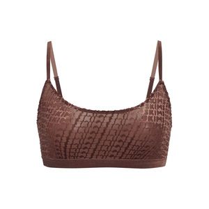 NWT SKIMS Velvet Logo Scoop Bralette in Chestnut Size XXS